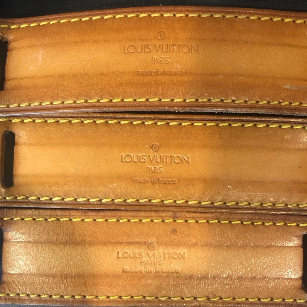 LOUIS VUITTON Tan Vachetta Leather Strap Pads with Yellow Stitching 1 per Order